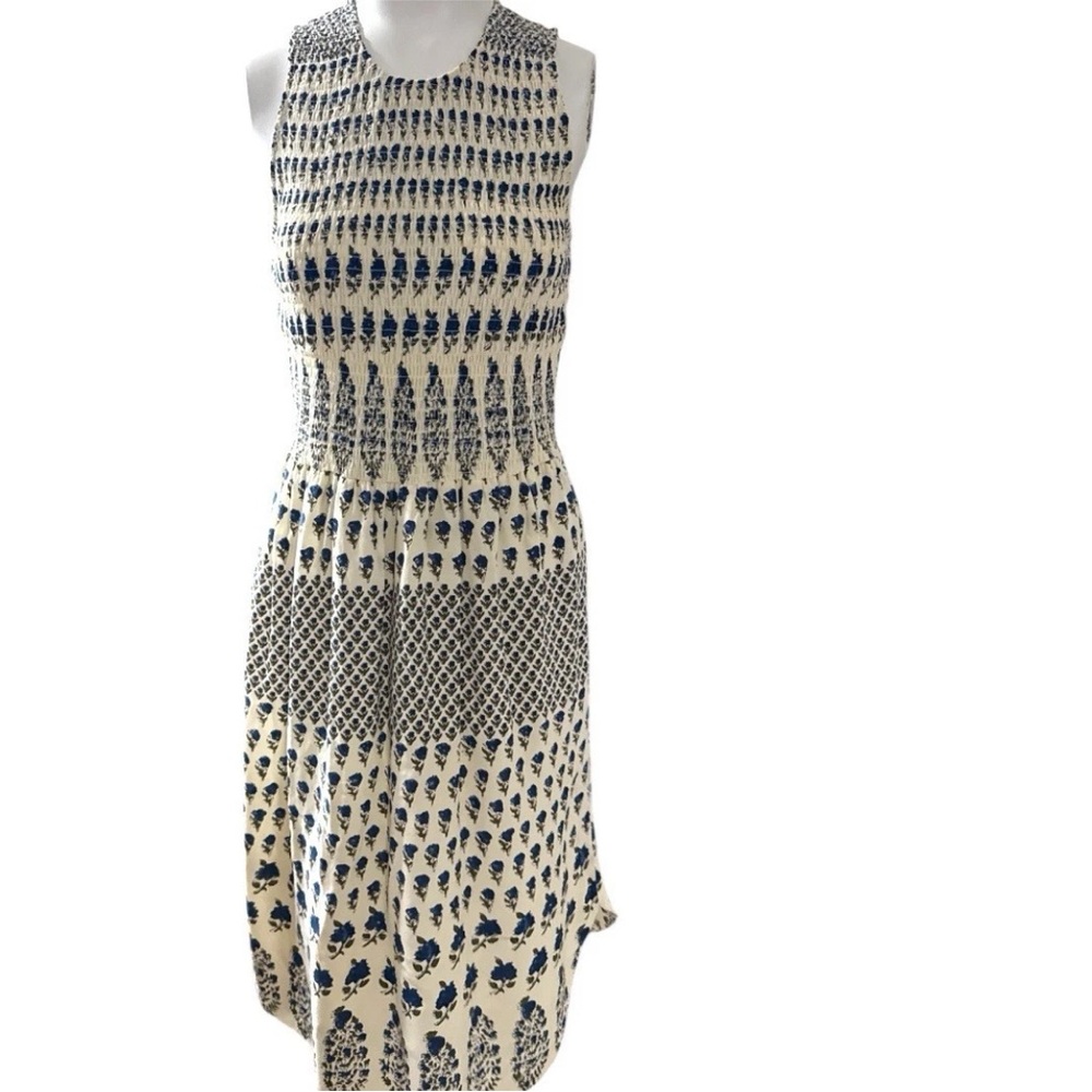 Ulla Johnson Smocked Floral Silk Midi Dress Size 4